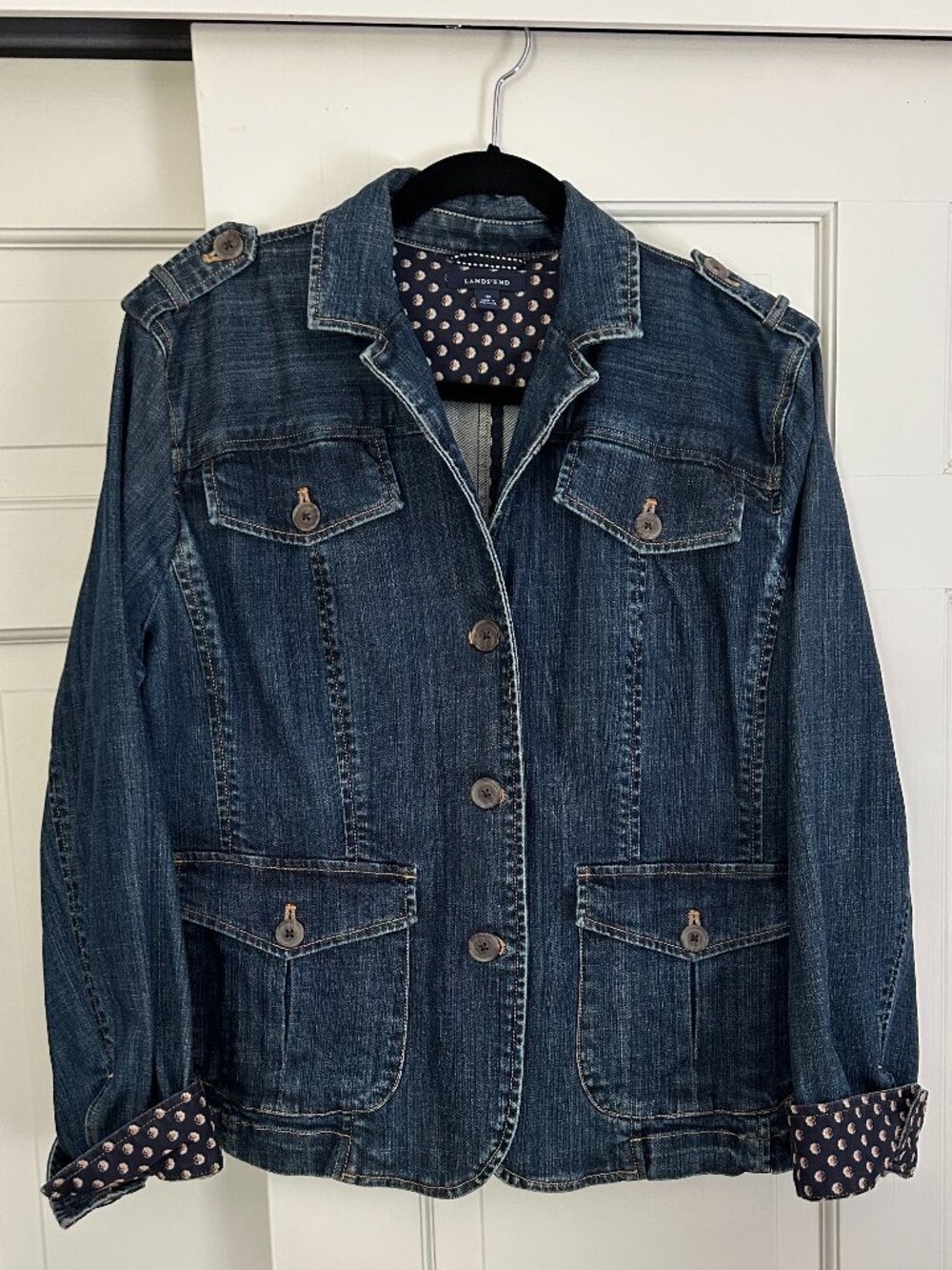 Women's Lands End-UK Cotton Denim (with 1% elastane) Jacket Size 18P